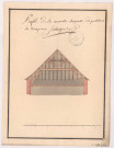 Profil de la nouvelle charpente du presbytère de Voipreux, 1772.