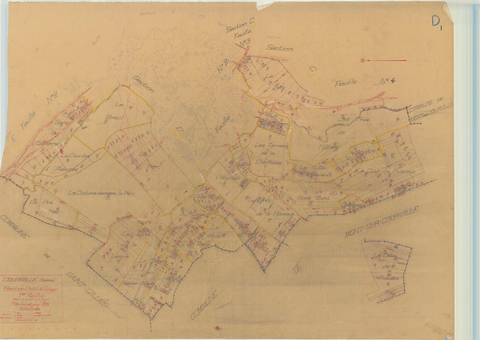 Courville (51194). Section D1 échelle 1/2500, plan mis à jour pour 1935, plan non régulier (papier).