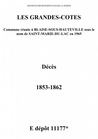 Grandes-Côtes (Les). Décès 1853-1862