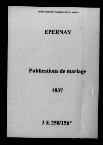 Épernay. Publications de mariage 1837