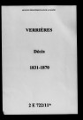 Verrières. Décès 1831-1870