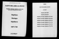 Saint-Hilaire-le-Petit. Baptêmes, mariages, sépultures 1607-1740