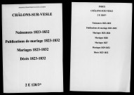 Châlons-sur-Vesle. Naissances, publications de mariage, mariages, décès 1823-1832