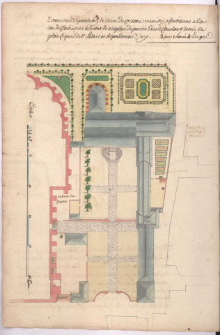 Plan d'ensemble des bâtiments du palais archiépiscopal, dit le palais du Tau, à Reims 1754