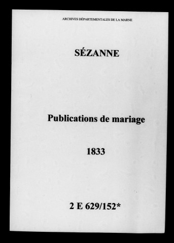 Sézanne. Publications de mariage 1833