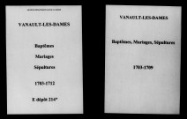 Vanault-les-Dames. Baptêmes, mariages, sépultures 1703-1712