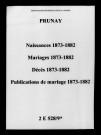 Prunay. Naissances, mariages, décès, publications de mariage 1873-1882