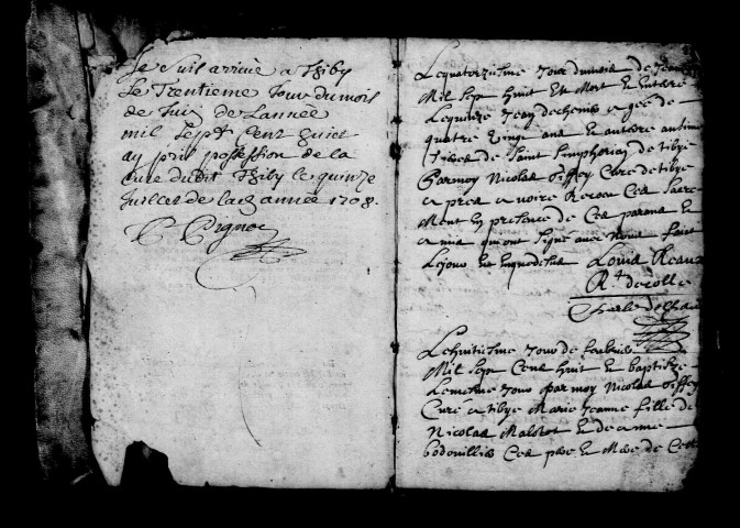 Thibie. Baptêmes, mariages, sépultures 1708-1731