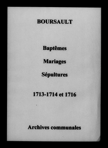 Boursault. Baptêmes, mariages, sépultures 1713-1716