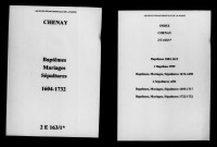 Chenay. Baptêmes, mariages, sépultures 1604-1732