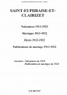 Saint-Euphraise-et-Clairizet. Naissances, mariages, décès, publications de mariage 1913-1922