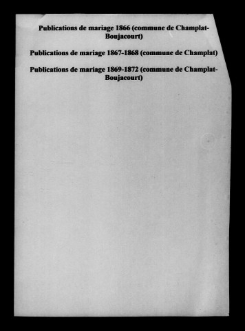 Champlat-et-Boujacourt. Naissances, mariages, décès, publications de mariage 1863-1872