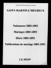 Saint-Martin-l'Heureux. Naissances, mariages, décès, publications de mariage 1883-1892
