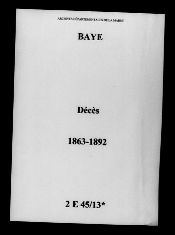 Baye. Décès 1863-1892