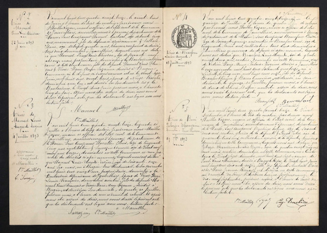 Janvilliers. Décès 1893-1895 et 1897-1929. Mariages 1896