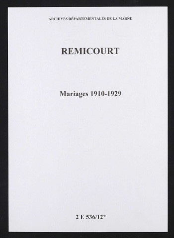 Remicourt. Mariages 1910-1929