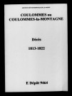 Coulommes. Décès 1813-1822