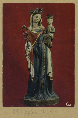 ÉPINE (L'). 22-Basilique N.D. de l'Epine (XVe siècle). La Statue Miraculeuse de N.D. de l'Epine ( XIVe siècle). Basilika N. D. de l'Epine (XV Jahrhundert) Wunderbar Statue vom N. D. de l'Epine (XIVe Jarhundert). Basilica N. D. de l'Epine (XVe Century) The miraculous statue of N. D. de l'Epine (XIVe Century).
(71 - Mâconimp. Combier CIM).Sans date
Collection du pèlerinage