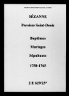Sézanne. Saint-Denis. Baptêmes, mariages, sépultures 1758-1765