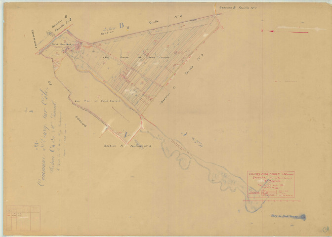 Écury-sur-Coole (51227). Section C4 échelle 1/2500, plan mis à jour pour 1939, plan non régulier (papier)