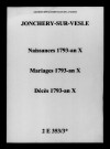 Jonchery-sur-Vesle. Naissances, mariages, décès 1793-an X