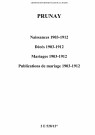 Prunay. Naissances, décès, mariages, publications de mariage 1903-1912