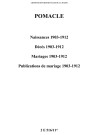 Pomacle. Naissances, décès, mariages, publications de mariage 1903-1912