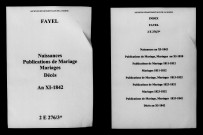 Fayel. Naissances, publications de mariage, mariages, décès an XI-1842