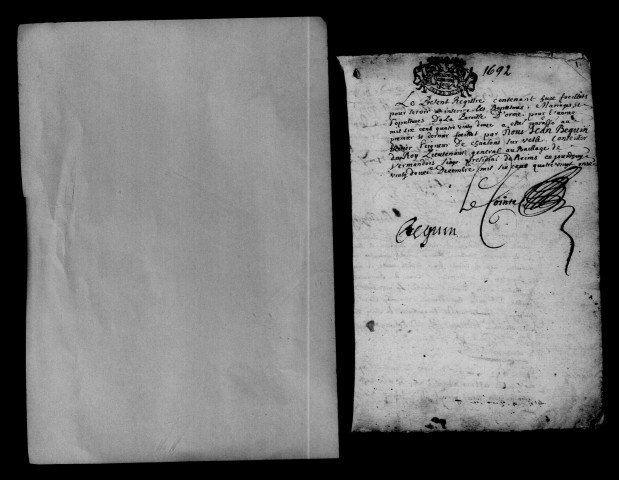 Ormes. Baptêmes, mariages, sépultures 1692