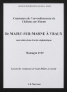 Communes de Mairy-sur-Marne à Vraux de l'arrondissement de Châlons. Mariages 1919