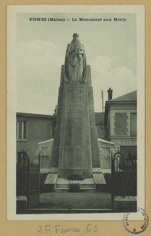 FISMES. Le Monument aux Morts.Collection Hughes Turpin