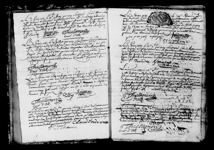 Alliancelles. Baptêmes, mariages, sépultures 1733-1742