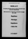 Merlaut. Baptêmes, mariages, sépultures 1760-1791