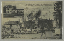 COURDEMANGES. Bataille de la Marne (du 6 au 12 sept.1914). Le château après le bombardement / A. Humbert, photographe à Saint-Dizier.
Saint-DizierÉdition A. Humbert.1914