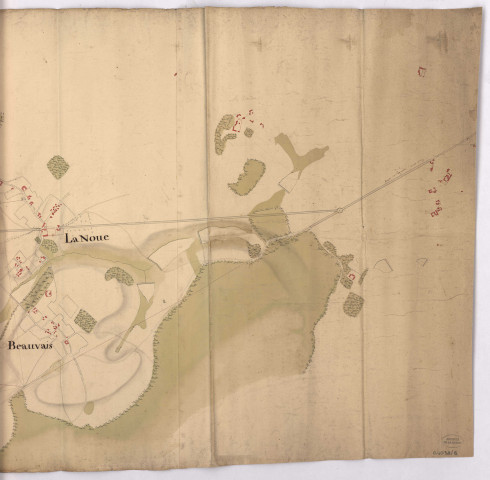 RN 34. Plan du chemin de Tréfols à la route n° 34 par Champguion et la Veuve, 1750-1790.