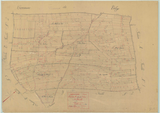 Germinon (51268). Section D1 échelle 1/2500, plan mis à jour pour 1938, plan non régulier (papier)