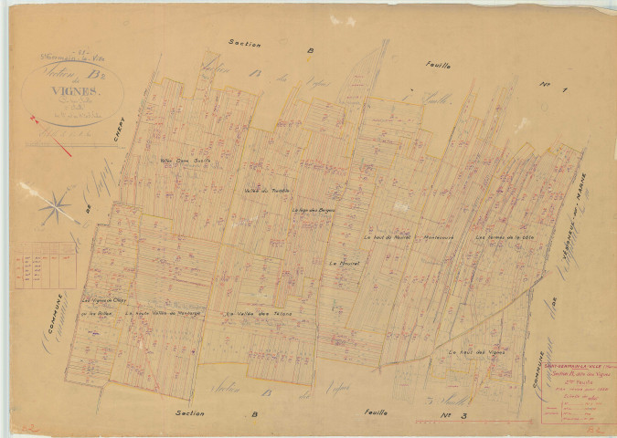 Saint-Germain-la-Ville (51482). Section B2 échelle 1/2500, plan mis à jour pour 1938, plan non régulier (papier)