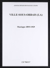 Ville-sous-Orbais (La). Mariages 1893-1929