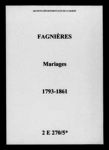 Fagnières. Mariages 1793-1861