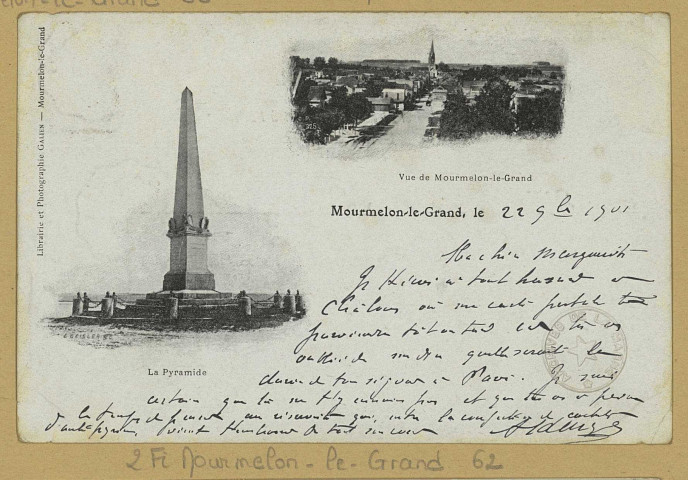 MOURMELON-LE-GRAND. Vue de Mourmelon-le-Grand. La Pyramide.
Mourmelon-le-GrandLibrairie et Ph. GalierL. Geisler.[vers 1901]