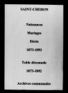 Saint-Chéron. Naissances, mariages, décès et tables décennales des naissances, mariages, décès 1873-1892