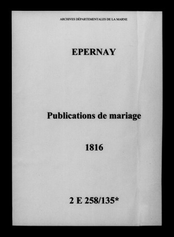 Épernay. Publications de mariage 1816