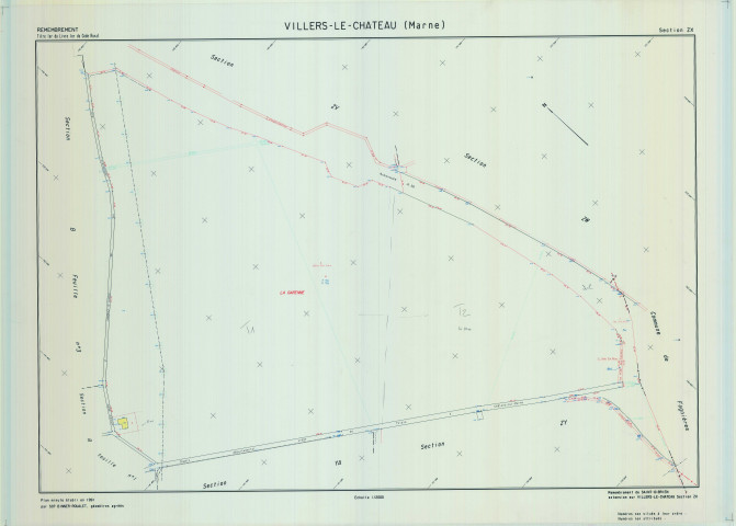 Villers-le-Château (51634). Section ZX échelle 1/2000, plan remembré pour 1991, plan régulier (calque)
