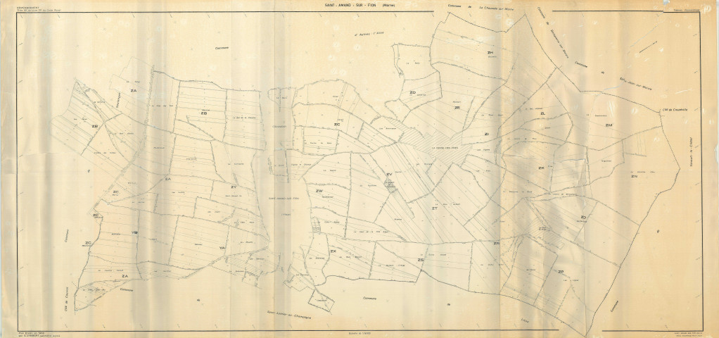 Saint-Amand-sur-Fion (51472). Tableau d'assemblage échelle 1/5000, plan remembré pour 1968, plan régulier (papier)