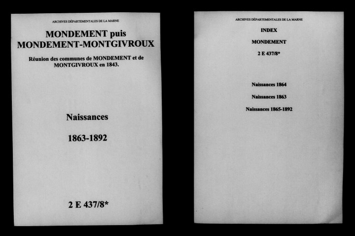 Mondement-Montgivroux. Naissances 1863-1892