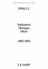Poilly. Naissances, mariages, décès 1883-1892