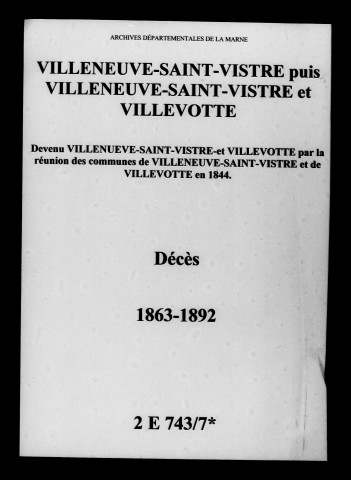 Villeneuve-Saint-Vistre-et-Villevotte. Décès 1863-1892