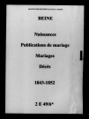 Beine. Naissances, publications de mariage, mariages, décès 1843-1852