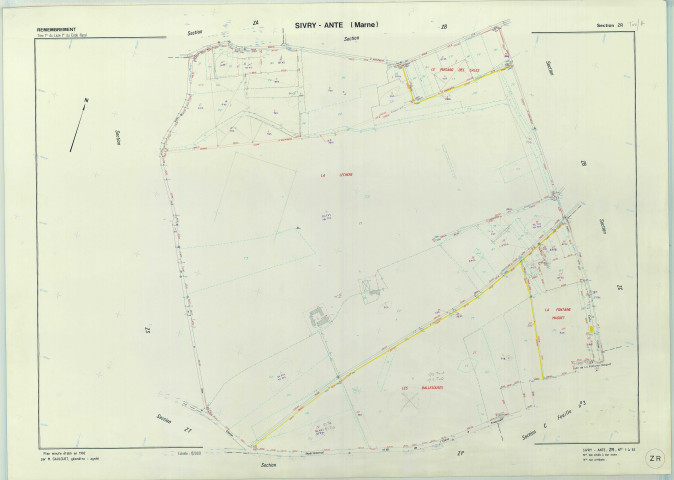 Sivry-Ante (51537). Section ZR échelle 1/2000, plan remembré pour 1982, plan régulier (papier armé)