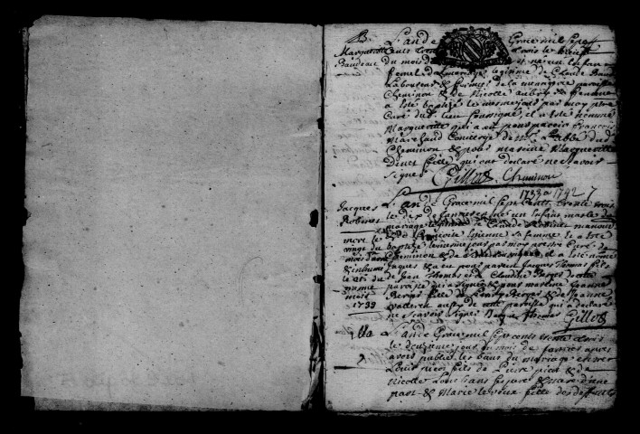 Cheminon. Baptêmes, mariages, sépultures 1733-1736